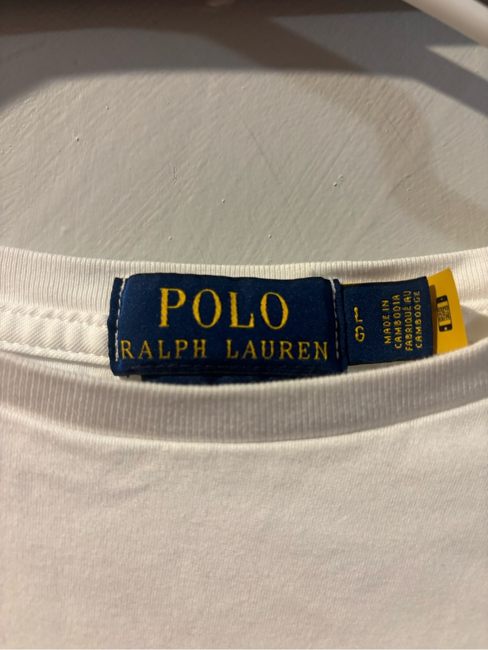 Polo by Ralph Lauren White Crew Neck Tee with Navy/Gold Label